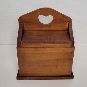Vintage Wooden Handmade Recipe or Note Box Hinged Top Rustic Folk Art